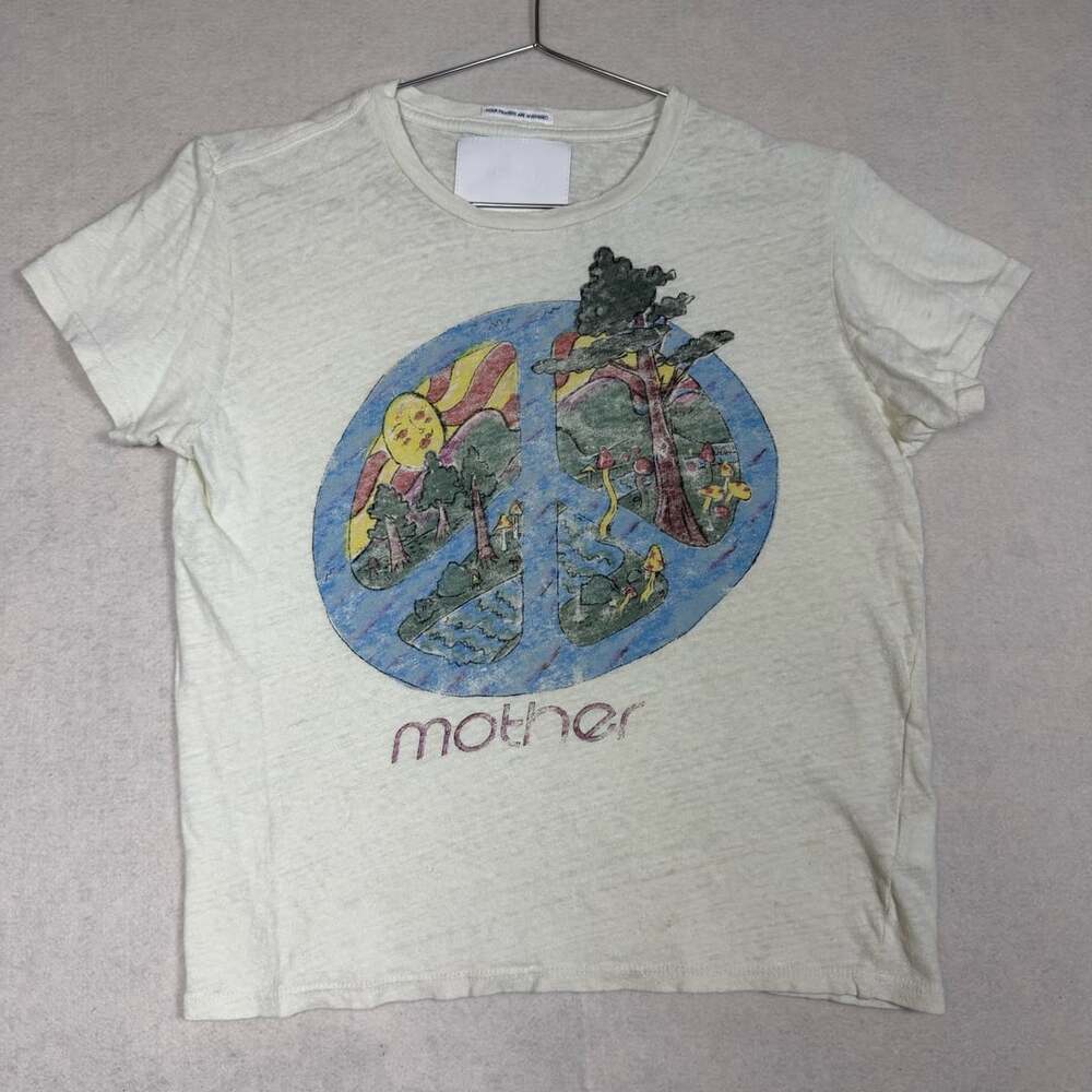 Mother Shirt Womens XS The Sinful Tee Yo What Happened To Peace Graphic Offwhite
